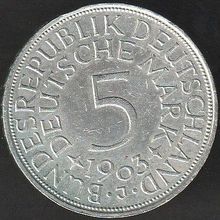 1963 J Germany 5 Mark Silver Coin