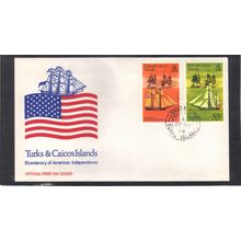 FDC Int'l Turks-Caicos Islands Honoring USA Bicent (Cachet-U/A) CV01127