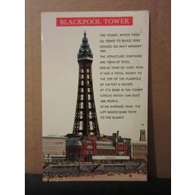 BLACKPOOL TOWER, LANCASHIRE used postcard by Bamforth black triangle 1983 pm =
