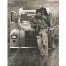 Bonnie & Clyde Style Rebel Teenagers Mini Classic Car Photo Postcard