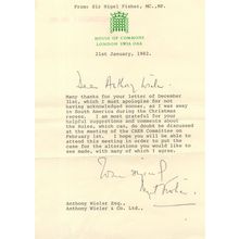 Nigel Fisher WW2 Military Cross Conservative MP LGBT Campaigner Hand Signed Lett