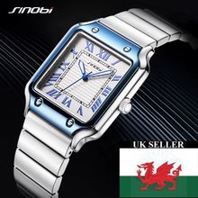 Square Sinobi White Face MIYOTA Movement Sony Battery Silver Steel Strap Watch