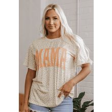 Yellow MAMA Letter Graphic Leopard Loose Tee