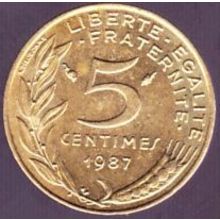 1987 France 5 Centimes Coin