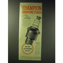 1942 Champion spark Plugs Ad - More dependable than ever