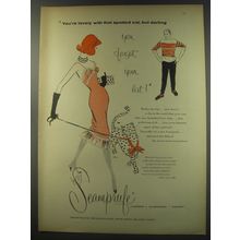 1956 Seamprufe Slip Ad - You're lovely with that spotted cat, but darling
