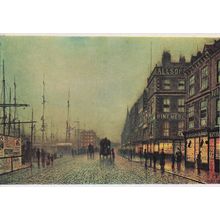 Atkinson Grimshaw Liverpool Quay By Moonlight Painting Postcard