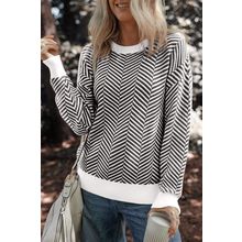 Black Contrast Edge Crew Neck Drop Shoulder Sweater