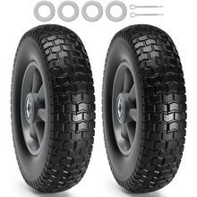 Solid PU Run-Flat Tire Wheel, 10", 2-Pack, 180 lbs Dynamic Load, 220 lbs Sta...