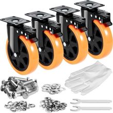 Caster Wheels, 6-inch Swivel Plate Casters, Set of 4, with Security A/B Lock...