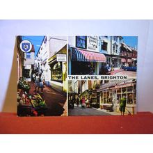 multiview, THE LANES, BRIGHTON, SUSSEX used postcard by Elgate 1977 pm =
