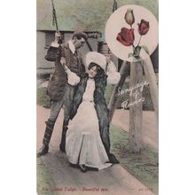 Language Of Flowers Tulips Beautiful Seductive Eyes Old Postcard