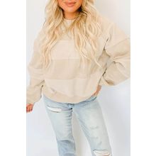 Oatmeal Contrast 2-tone Patchwork Raglan Sleeve Sweatshirt
