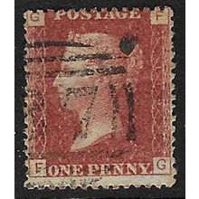 GB 1858 QUEEN VICTORIA 1d RED PLATE 119 OF USED SG43 / 44 "FG"
