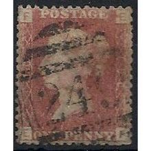 1858 SG43 1d Red Plate 190 Good/Fine Used Check Letters "EF"