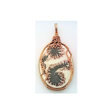 Iron Oxide Porcelain Copper Wire Wrap Pendant 2