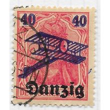 DANZIG 1920 AIR AIRMAIL PLANE 40pf Mi 50 OVERPRINTED