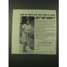 1965 Save the Children Federation Ad - We Could Give Her a Pair of Shoes
