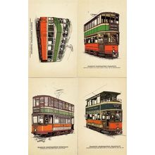 Glasgow Corpration Tramways Uddingtston Hillfoot Crosstobs 4x Bus Postcard s