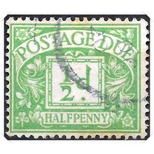 D1 1914 Royal Cypher Postage Dues ½d Emerald Used hrd2-d