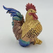 Vintage Rucinni Rooster Trinket Box Jeweled With Swarovski Crystals Original Box