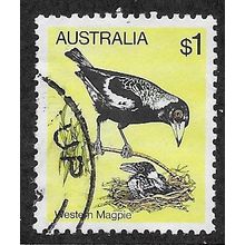 AUS 1980 $1.00 'BIRDS - WESTERN MAGPIE' FINE USED (EBID68-020)