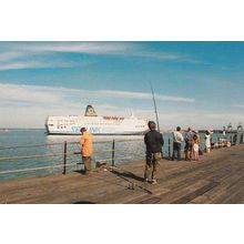 St Nicholas Sealink Ferry Leaving Harwich Sea Harbour Fishing Rod Essex Postcard