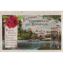 Birthday Remembrances From River Thames London Old Postcard