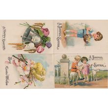 Walking & Riding Goats Happy Easter 4x Old Postcard s