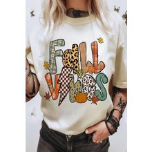 White FALL VIBES Cotton Blend Casual T Shirt