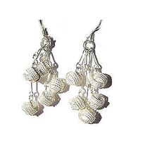 Sterling Silver Sparkling Wrapped Balls Dangle Earrings