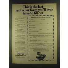 1972 Hertz Rent-a-Car Ad - Last Form You'll Ever Fill