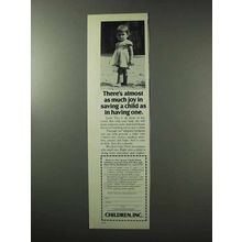 1977 Children, Inc. Ad - Joy in Saving a Child