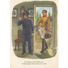 Postbeamter & Postillion Baden German 1850 Postman Painting Postcard