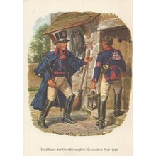 Hessischen German 1820 Postman Painting Postcard