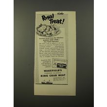 1954 Wakefield's Frozen Alaska King Crab Meat Ad - Royal Treat!