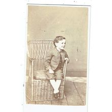 Victorian cdv photo boy on wicker chair unstated photographer