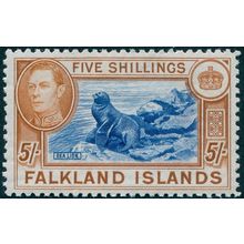 Falkland Islands 1949 5s dull blue & yellow-brown on greyish paper SG161c unused