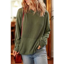 Jungle Green Twisted Rib Texture Solid Hoodie