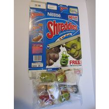 Nestle 2004 Shreddies Shrek2 Cereal Box & 7 Fun Faces Sealed , empty box