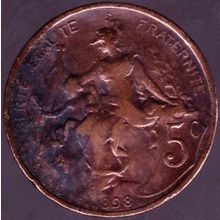 1898 France 5 Centimes Coin