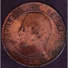 1856 BB France 10 Centimes Coin