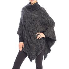 Poncho/ Shawl - Knitted Turtleneck -Black - SF-FW242BK