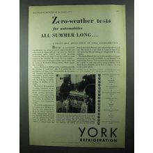 1931 York Refrigeration Ad - Zero-Weather Tests