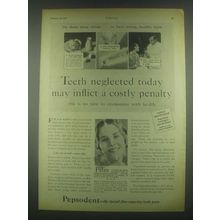 1931 Pepsodent Tooth Paste Ad - Teeth Neglected