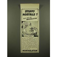1948 Mentholatum Ointment Ad - Stuffy Nostrils?