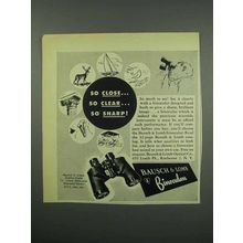 1952 Bausch & Lomb Binocular Ad - So Close So Clear