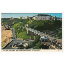 The Spa Bridge and New Valley Development Scarborough Postcard