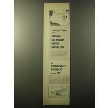 1960 Continental Airlines Ad - Gold Carpet flights serve Chicago Los Angeles