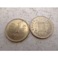 Spain - 2 different - 1 peseta coins - dated 1980